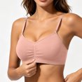thumbnail image 2 of ATOYSOY Natural Fiber Wireless Bralette No Underwire Thin Shoulder Strap Ruched Bust Seamless Thin Soft Support Bra For Women Solid Color Everyday Casual Outfit, 2 of 5