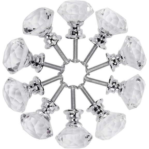 26Pcs Crystal Glass Cabinet Knobs, 24MM' Clear Diamond Knobs Pull Decorative for Kitchen, Bathroom, Drawer, Dresser
