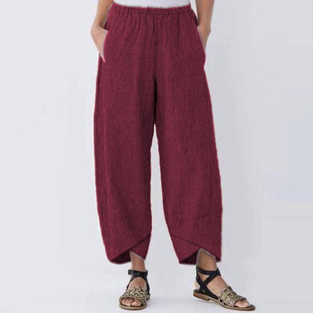WILLBEST Pantalones Casuales de Verano: Pantalones Cómodos de Talla Grande para Mujer con Un Ajuste Relajado y Elegante. Mediana