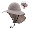 thumbnail image 2 of Domzle Womens Ponytail Sun Hat Wide Brim Quick Drying Hat with Neck Flap Summer UV UPF50+ Mesh Hats for Outdoor Hiking Fishing Light Gray One Size, 2 of 7