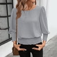 thumbnail image 7 of Fewfanhot Womens T Shirts Smocked Tops Elastic Dressy Blouse 3/4 Length Sleeve Casual Outfits, 7 of 7