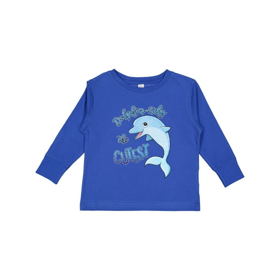 Inktastic Dolphin-itely the Cutest Boys or Girls Long Sleeve Toddler T-Shirt