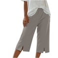 thumbnail image 5 of Luvrsol Capris for Women with Pockets Loose-Fit Linen-Cotton Drawstring Straight-Leg Casual Pants, Size S-2XL, 5 of 9