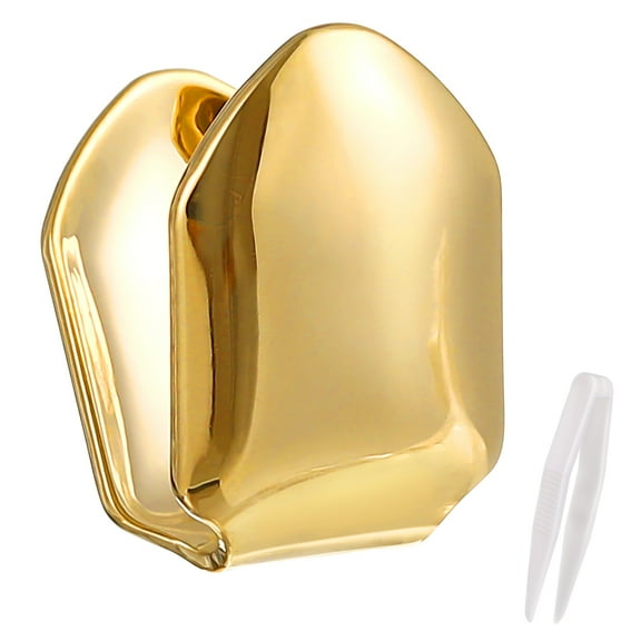 Unisex Trendy Solid 14k Gold Plated Small Single Tooth Hip Hop Teeth Grill (Gold)