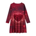 thumbnail image 5 of ATOGUTA School Uniform Girls Dress Kids Skater Twirl A Line Printed Long Sleeve Dress for School Casual Size 4T-14. Wine, 5 of 6
