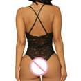 thumbnail image 4 of Gibobby Lencería mujer erótica Conjunto Lencería Tanga Y Bralette con Relleno Stretch Encaje Moda Push Up, Brasier y Pantie Nightwear Pantys Sexy(Negro, G), 4 of 5