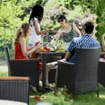 thumbnail image 5 of LACOO 9-Piece Outdoor Dining Set with PE Rattan Wicker and Acacia Wood Tabletop, Patio Furniture Set with Curved Wood Armrest Chairs and Cushions, 5 of 8