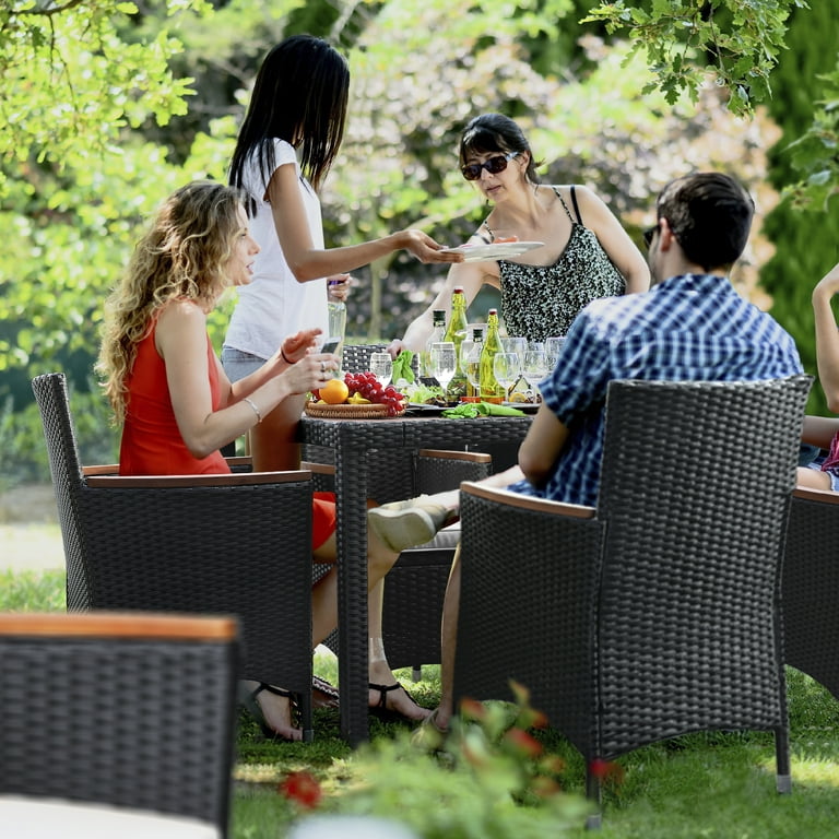 LACOO 9-Piece Outdoor Patio Dining Furniture Set with PE LACOO 9-Piece Outdoor Patio Dining Furniture Set with PE