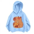 thumbnail image 4 of Byoo Girls Cartoon Capybara Hoodie Cute Lightweight Long Sleeve Hooded Sweatshirt, 4 of 4