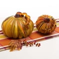 thumbnail image 2 of Glitzhome  Fall Multi Striped Handblown Glass Pumpkins for Thanksgiving A & B Set, 2 of 5