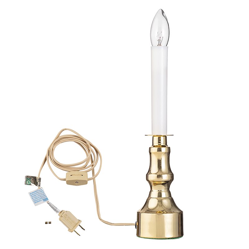 Darice White Electric Candle Lamp with Gold Base, 12 Inches Tall