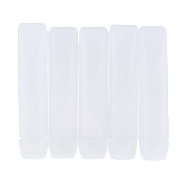 5 botellas vacías rellenables con tubos flexibles para lociones de viaje, champú y lavado (50 g) 50 gramos