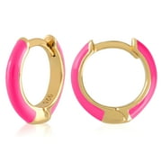 JULIETTE COLLECTION Gold Plated Light Blue Enamel Huggie Hoop Earrings for Women