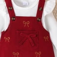 thumbnail image 6 of Splozh Baby Clothes for Girls Fashion Baby Girl Outfit Fall Bow Tie Strap Dress with Long Sleeve Bodysuit 3 Pieces Outfits,Wine,1-3 Months, 6 of 7