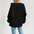 thumbnail image 3 of MORTTIC Plus Size Women's Solid Off-Shoulder Drawstring & Ribbed Detail Long Sleeve Spring Fall Fashion Top Black，2XL, 3 of 4