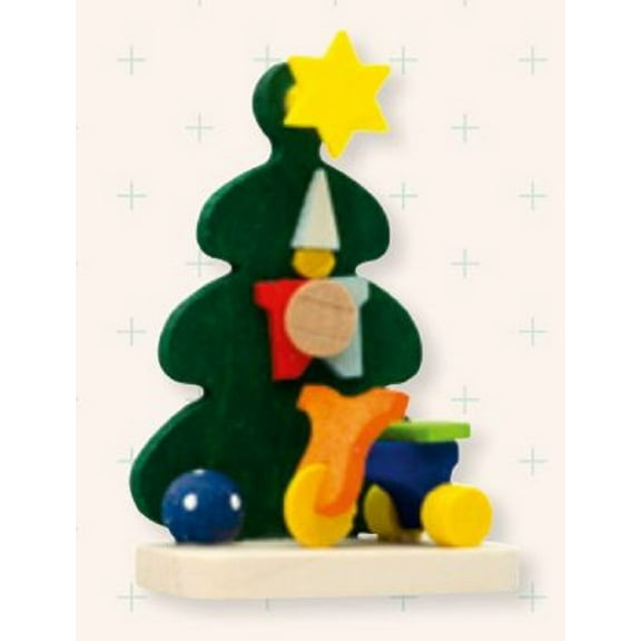 Christmas Tree with Toy Tricycle Bike German Wood Ornament Made in Germany