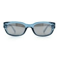 thumbnail image 3 of Womens Narrow Rectangle Silver Mirror Lens Mod Bevel Plastic Sunglasses Blue, 3 of 8