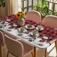 thumbnail image 3 of Red Plaid Christmas Table Cloths for 3 Foot Rectangle Tables, Snowman Snowflake Winter Birds Patio Waterproof Elastic Fitted Tablecloths, Washable Rectangular Table Cover for Camping, 3 of 8