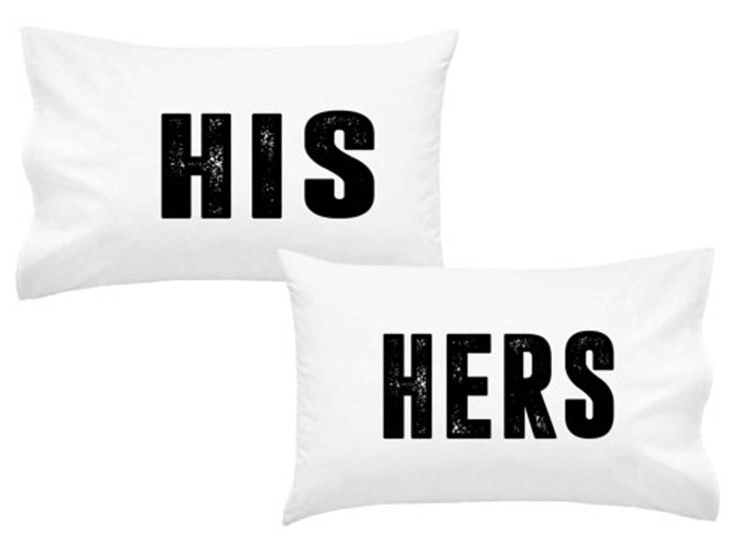 His Hers Pillowcases Couple Pillowcases 2 20x30 Inch White
