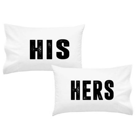 His Hers Pillowcases Couple Pillowcases 2 20x30 Inch White