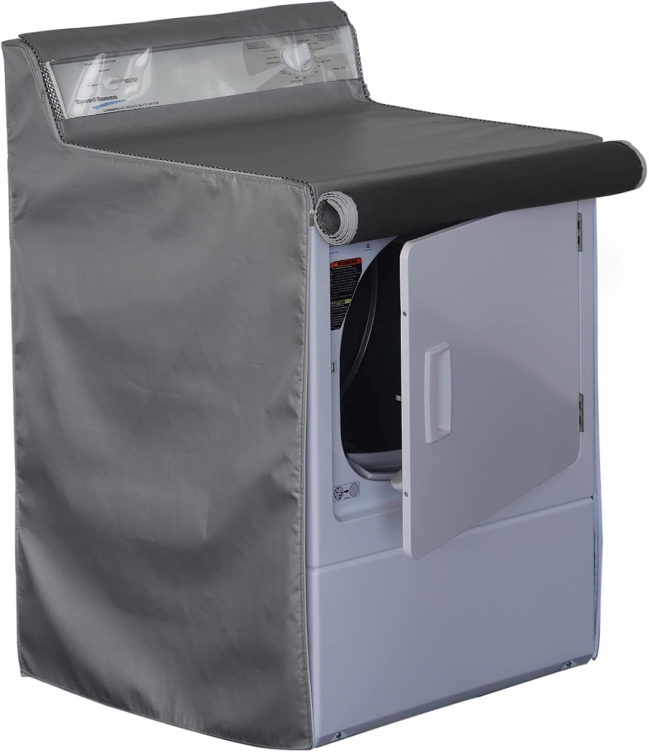 ABPETE 1 Pack Washing Machine Cover, Waterproof Dustproof Washer Dryer Cover with Zipper and Perspective Window ,Fit for Front Load or Top Washer and Dryer 27"Wx26"Dx43"H,Grey