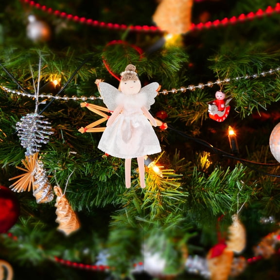 OULII Elegant Design Angel Tree Topper White Fabric Decoration for Weddings 1Pack