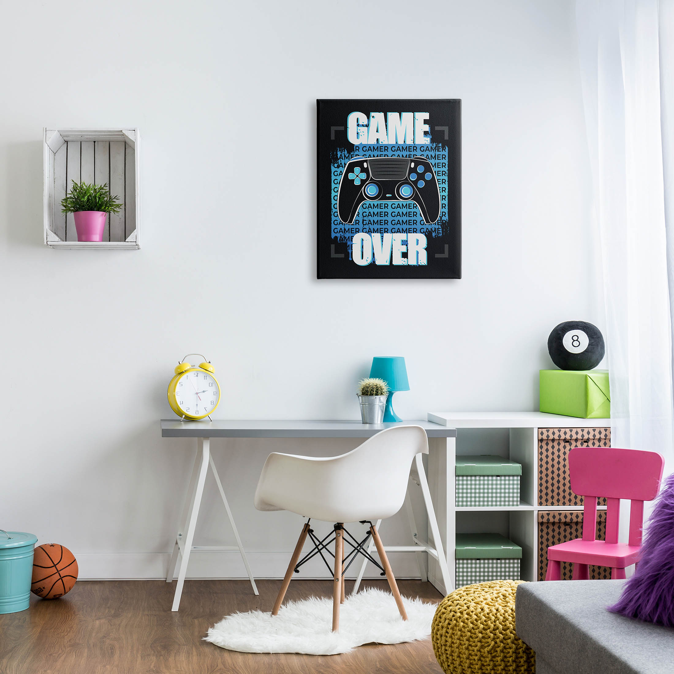 Game Over Controller Phrase Art for Kids Graphic Art Gallery Wrapped Canvas Print Wall Art