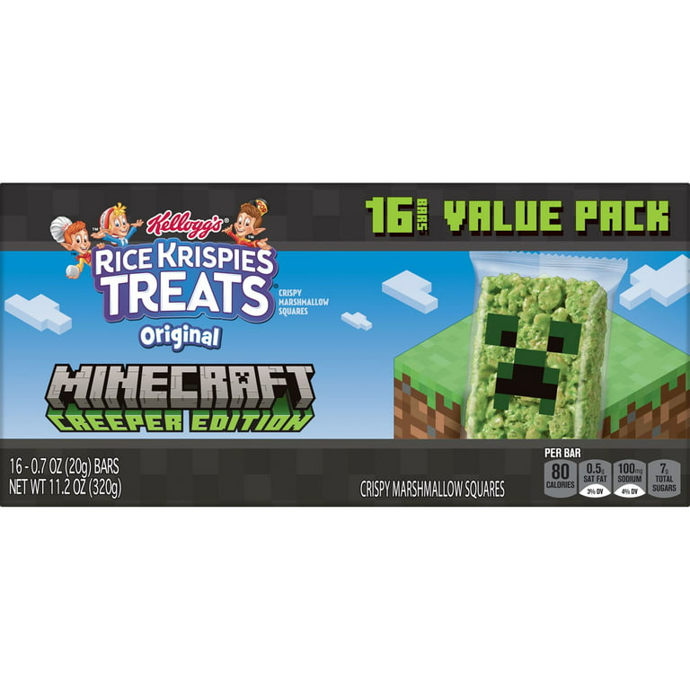 Rice Krispies Treats Minecraft Creeper Edition Original Marshmallow Snack  Bars, 11.2 oz, 16 Count 