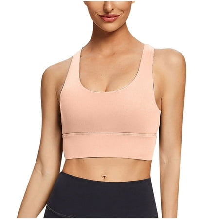 

Hfyihgf Sports Bras for Women Strappy Criss Cross Back Workout Running Yoga Bra High Support Bra Padded Cropped Tank Top(Rose Gold L)