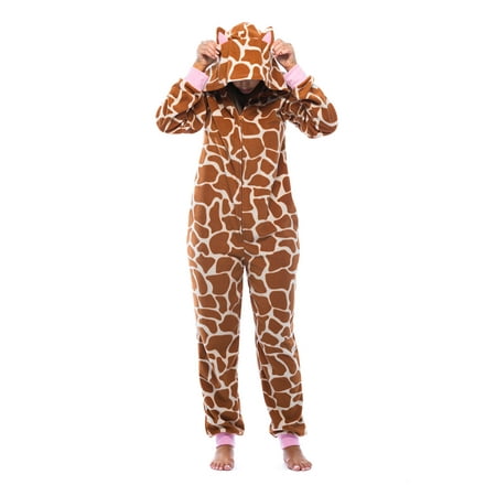 Just Love Adult Bodysuit with Animal Prints / Pajamas (Giraffe  Large)