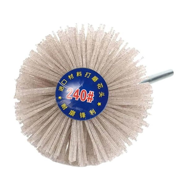 Cepillo de rueda de nailon para amolar madera, con cabezal de amolado abrasivo con vástago roscado grano 240