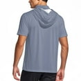 thumbnail image 6 of BADHUB Men's Sun Hoodie Shirts with Face Mask UPF 50+ Rash Guard Short Sleeve UV Quick Dry Fishing Lightweight Cooling Running Tops Gray XXXXL, 6 of 9
