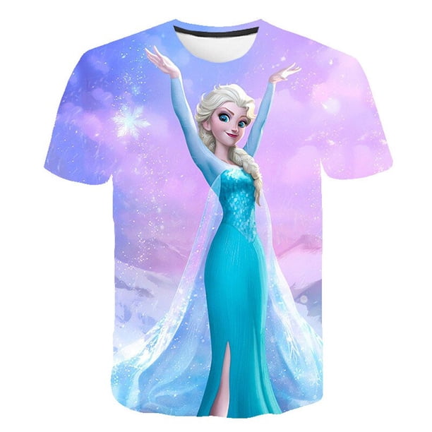 Anna Elsa niños camisetas niñas verano Elsa Frozen ropa bebé camisetas niños manga ropa camiseta 2 3 5 7 8 9-14 Years12T Gao Jinjia LED
