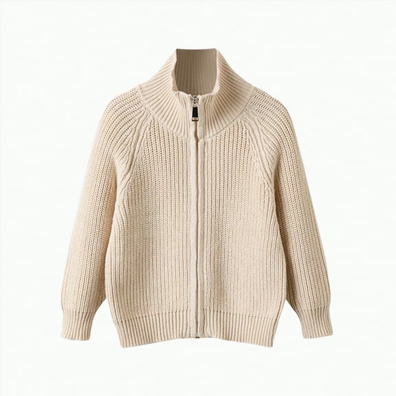 Gvdentm Sweater Uniform for Boys Toddler Knit Cardigan Little Boy Girl Button Up Sweater(Beige,3-4 Years)