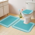 thumbnail image 2 of Turquoise Bath Mat 3 Piece Bathroom Rug Set, Geometric Boho Ethnic Tile Chic Monochrome Non Slip Bath Rug Contour Mat and Toilet Lid Cover, Absorbent Shower Mats Soft Bath Rugs and Mats Sets, 2 of 8