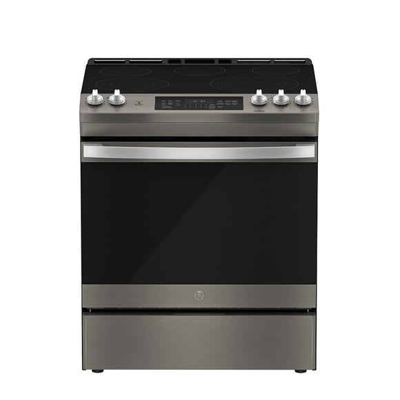 GE 30" Electric Slide-In Front Control True Convection Range with Storage Drawer Slate - JCS840EMES