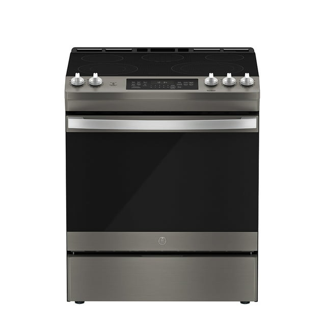 GE Cuisinière Électrique à Entrée Frontale 30 Pouces à Vraie Convection avec Tiroir de Rangement Ardoise - JCS840EMES
