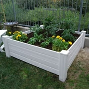 NuVue 26001 48 Inch Square Extra Tall Raised PVC Garden Planter Deck