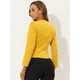 thumbnail image 4 of INSPIRE CHIC Oficina de trabajo para mujer, sin cuello, con cremallera, abrigo corto, traje, chaqueta, chaqueta cortada Amarillo XS, 4 of 5