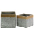 thumbnail image 1 of Pot de Fleurs Carré avec Bordure Dorée, Ensemble de 2, Gris, 1 of 1
