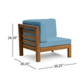 thumbnail image 5 of GDF Studio Cascada Outdoor Acacia Wood Loveseat with Cushions, Teak and Blue, 5 of 11