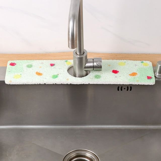 Kitchen Sink Sponge Pad Wood Pulp Faucet Sponge Cover Long Strong Water Absorbing Sponge Pad Sink Dishwashing Table Water Sponge Wipe