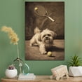 thumbnail image 2 of Lhasa Apso Vintage Dog Tennis Canvas – Artistic Sports, Lhasa Apso Dog with Tennis Stretched Canvas Size 8x12 Wall Print for Bedroom, Living Room, Office, 2 of 5