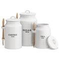 thumbnail image 1 of Barnyard Designs Canister Set for Kitchen Counter, Coffee Tea Sugar Container Ceramic Set, Decorative Canisters, Rustic Farmhouse Canister Jars, White (Coffee/Sugar/Tea), 1 of 8