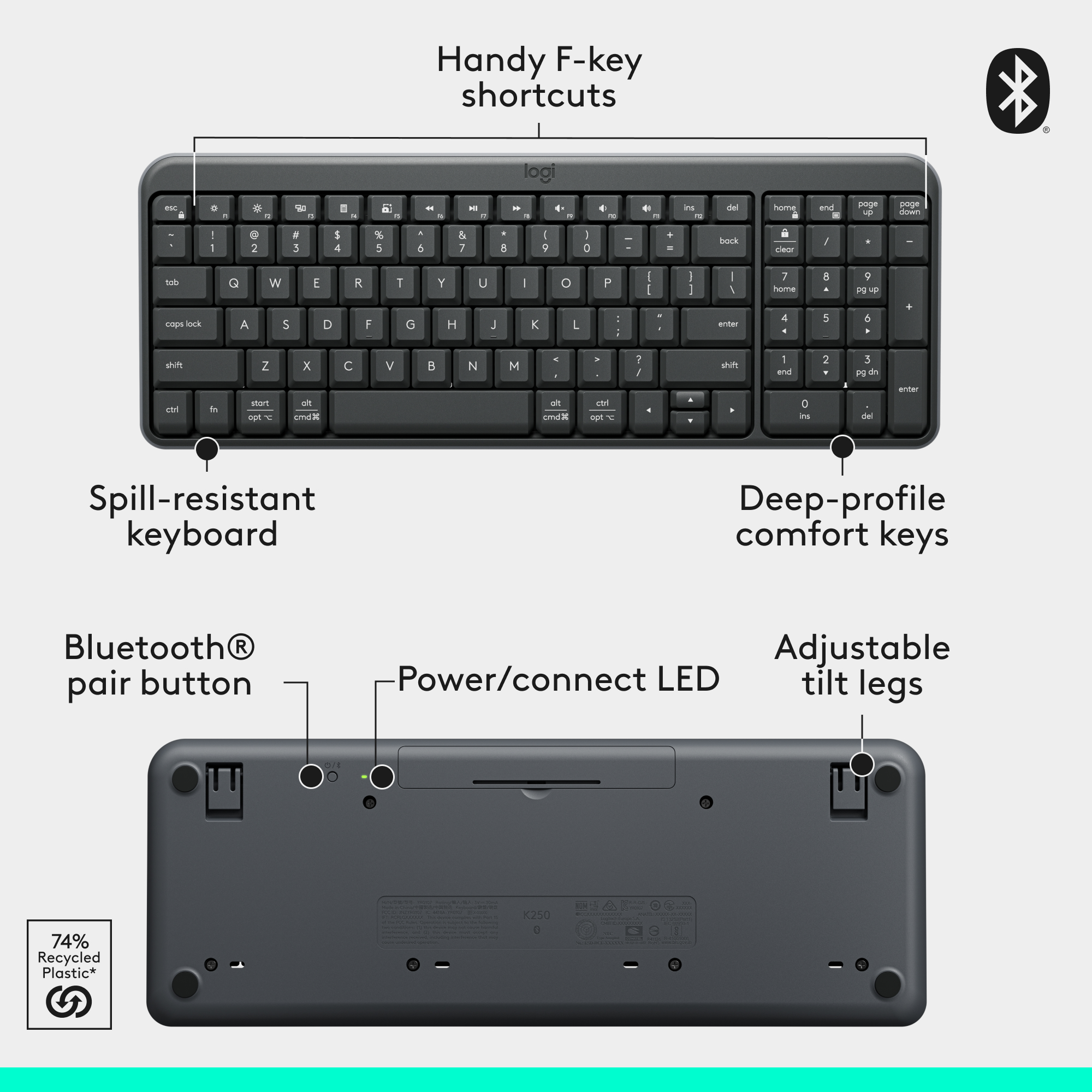 Logitech K250 Compact Wireless Keyboard With Numpad photo 7