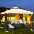 thumbnail image 2 of Gymax 10x10ft Metal Gazebo W/ Mosquito Netting Canopy Gazebo 2 Tier Vented Gazebo Top, 2 of 10