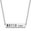 Personalized Women's Sterling Silver or Gold over Silver Baguette Family Birthstone Love Bar Pendant