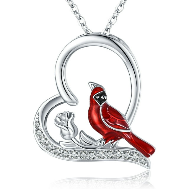 Coachuhhar Collier Cardinal Bijoux 925 Argent Sterling Oiseau Rouge Pendentif Collier Cadeaux Commémoratifs pour les Femmes Amis