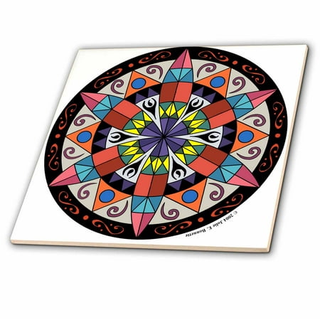 - 3dRose Hex Sign 1 Pennsylvania Dutch Luck Protection Symbol - Ceramic Tile, 4-inch