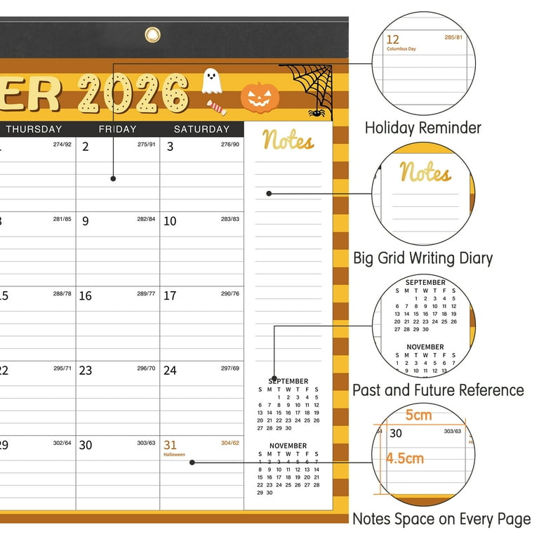 Deli, 2026 Desk Calendar, 12 Months, 17x12 Inches, Thick Paper